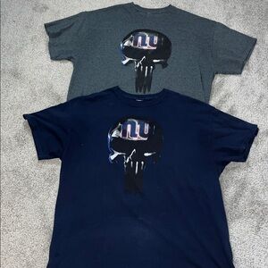 2-Vintage Style New York Giants Punisher Skull Helmet Football XL Blue Gray